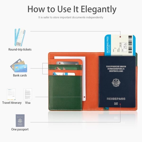 Lychii Designer Cute Passport Holder, Unique Passport Cover Aesthetic, PU Leather with RFID-blocking Passport Protection Case, Slots for Cards, 5.7" x 4.1" - Image 4