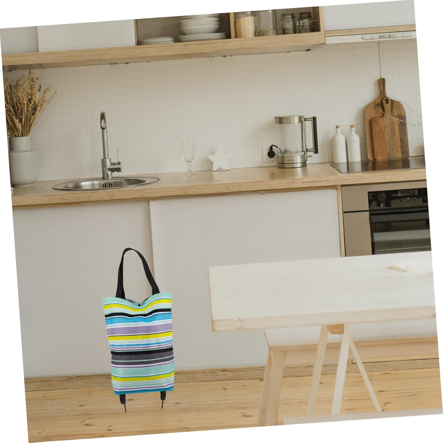 Large Capacity Foldable Grocery Shopping Bag Trolley with Adjustable Handles and Smooth Wheels Portable Reusable Market Cart for Groceries and Daily Shopping - Image 9