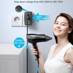 220V to 110V Travel Voltage Converter, VINTAR 2000W International Universal Voltage Converter US to Europe Adapter with 4 USB Ports (2 USB C), Step Down Power Converter Adapter Combo for US EU UK AUS