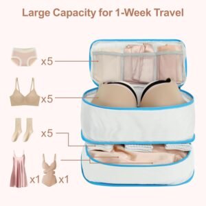 Cambond Travel Underwear Organizer Bag – 4-in-1 Double Layer Lightweight Bra Organizer, Portable Expandable Compression Packing Cubes Travel Packing Organizers, Underwear Storage Bag for Women