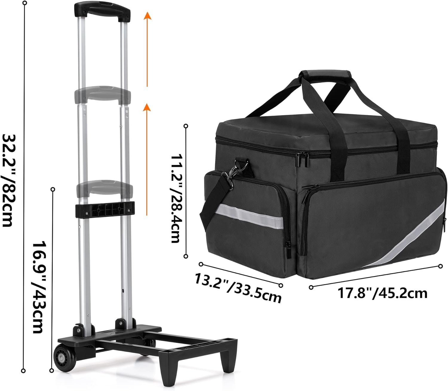 Trunab Rolling Medical Bag with Detachable Trolley, Nurse Rolling Bag with Removable Dividers 15.6” Laptop Sleeve, First Aid Responder Bag Empty for Home Health Nurses, Doctors, EMT, EMS - Image 5