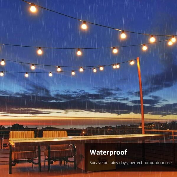 Lepro Solar Outdoor String Lights Patio Bistro Lights, 25ft 26 LED G40 Bulbs, USB Rechargeable Portable Edison Café String Lights for Porch, Pergola, Backyard, Garden, Pool, Party, Camping, 3600mAh - Image 5