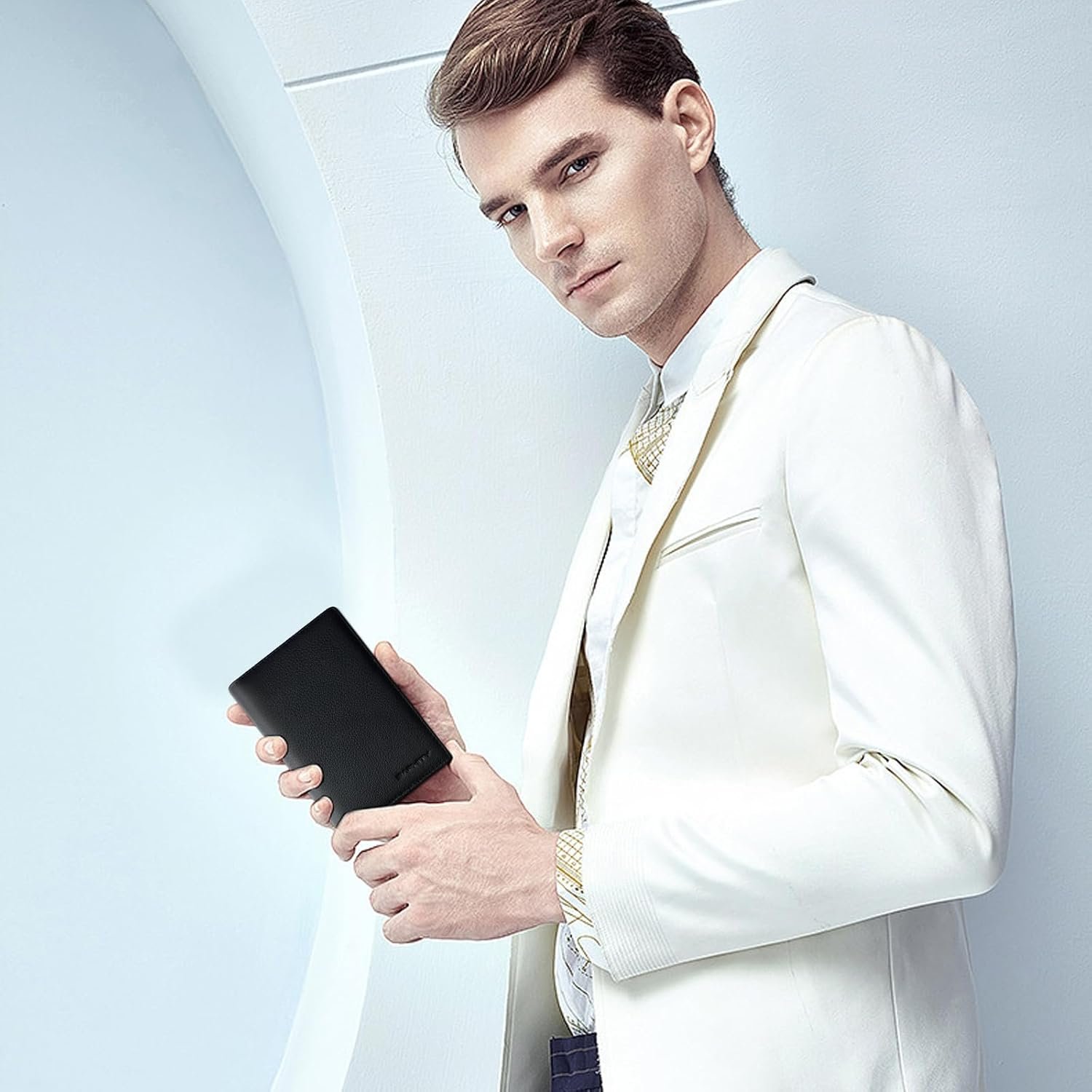 Genuine Leather Passport Holder Wallet Cover Gift for Women and Men-Gifts for Dad from Daughte-Travel Essentials Rfid Passport document Holder with Zipper Slot (Black) - Image 5