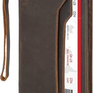 Polare Full Grain Leather Family Travel Passport Wallet and Documents Organizer RFID Blocking Case Holder Fits 6 Passports for Men and Women