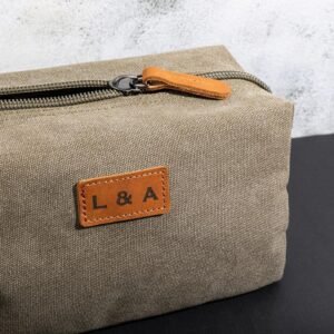 Custom Canvas Toiletry Bag For Men Water Resistant Personalized Name Toiletry Travel Bag Anniversary Birthday Gifts For Father Son 9.5×5.25×4.5INCH 5 Colors