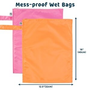 Tiny Twinkle Mess-Proof Waterproof Wet Dry Bag | 2-Pack Reusable Wet Bags for Swimsuits & Baby Clothes | Leakproof Wet Bag for Travel & Diaper Changes for Baby (Sweet Treat)