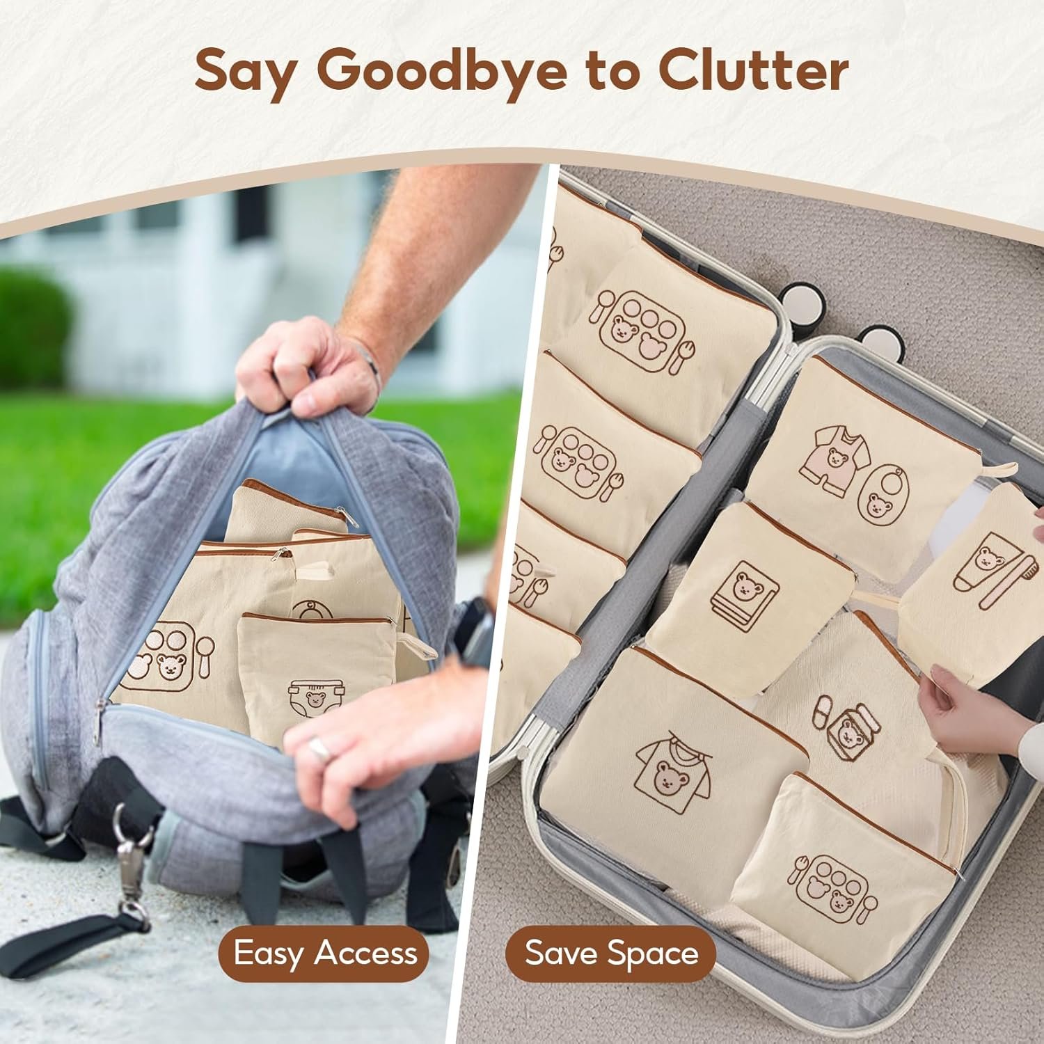 7PCs Diaper Bag Organizer Pouches for Baby Kids Travel Essential Storage, Large Waterproof and Zipped Baby Packing Cubes - Image 3