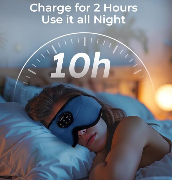 LC-dolida 5.2 Bluetooth Sleep Mask with White Noise,Sleep Headphones,Bluetooth Wireless Music Eye Mask, Ideal for Travel, Night Work, Side Sleeping and Office Use for Both Men and Women(Dusty Cyan) - Image 5
