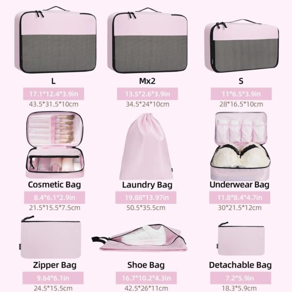 BAGAIL 8 Set/9 Set Packing Cubes Luggage Packing Organizer for Travel, Suitcase Packing Bags for Travel Accessories - Image 2