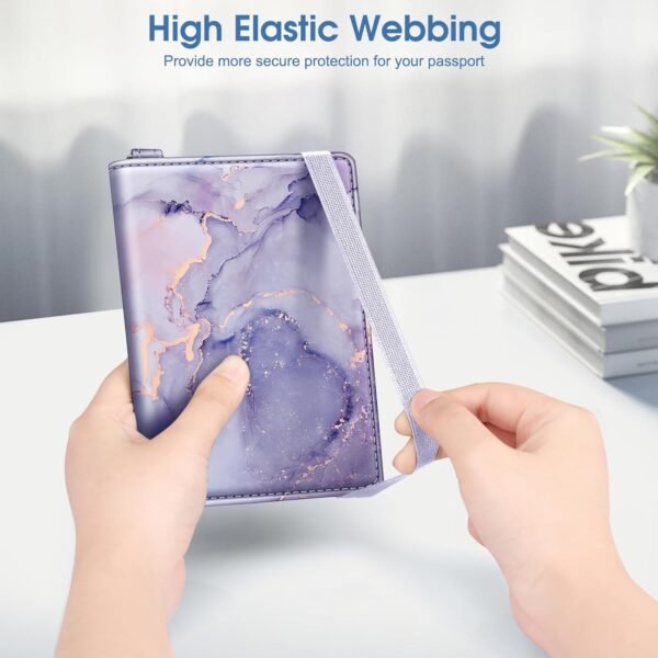 Fintie Passport Holder with Airtag Holder, Slim Travel Wallet RFID Blocking Passport Cover Protector Essentials with Credit Card Slots for Women/Men - Image 5