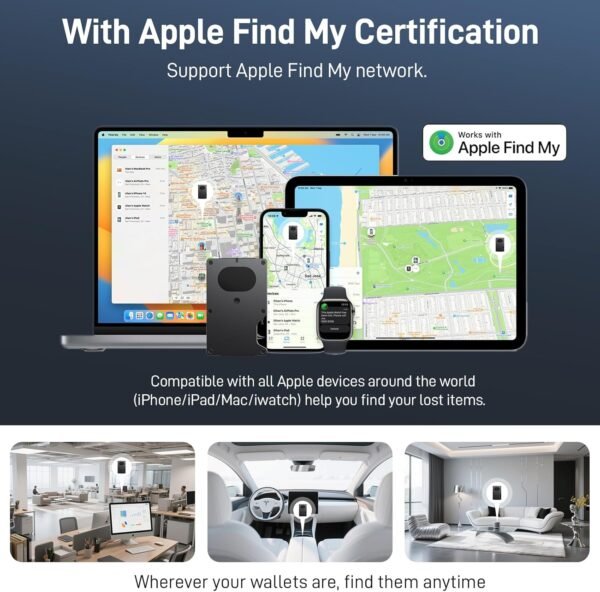 【Anti-theft Tracking Wallet】Smart Wallet with Location Tracking, Air Wallet Build in Airtag Chip Compatible with Apple Find My iOS Only, RFID-Blocking Card Holder with Money Clip (Black Carbon Fiber) - Image 3