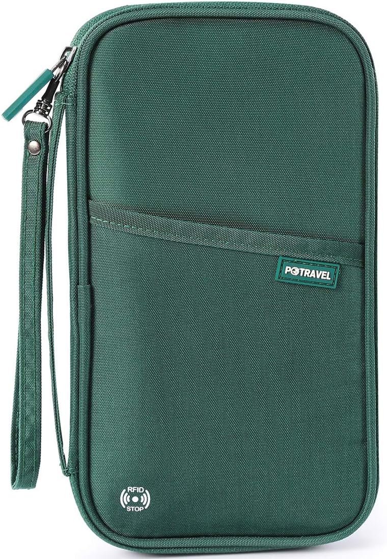 VanFn RFID Travel Passport Wallet, Family Passport Holder, Trip Document Organizer P.Travel Series (Nylon - Green) - Image 2