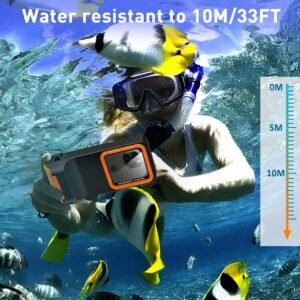 Universal Waterproof Phone Case with Underwater Touch Screen for Snorkeling, IP68 Professional Diving Underwater[50ft/15m] Case for iPhone 15 14 13 12 11 Pro Max Plus XS XR (Black, 4th Generation)