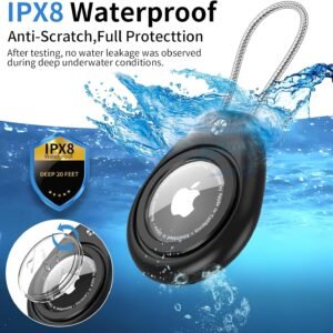 HATALKIN Compatible with AirTag Holder Air Tag Keychain Case with Screen Protector, IP68 Waterproof Air Tags Key Chain for Apple Tag GPS Tracker, Air Tags-4 Pack Holder for Luggage Key,Backpack