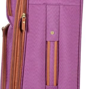 Steve Madden Designer Luggage Collection – Expandable 24 Inch Softside Bag – Durable Mid-sized Lightweight Checked Suitcase with 4-Rolling Spinner Wheels, Purple, 3 light 24″