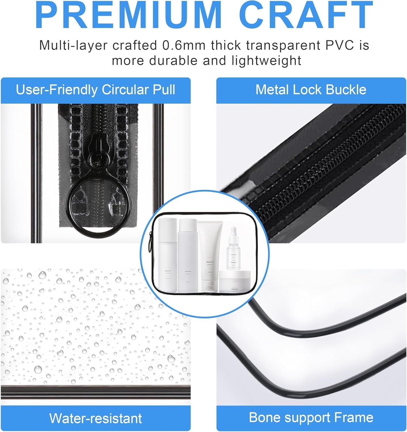 TSA Approved Toiletry Bag,2 Pack Clear Toiletry Bag, Quart Size Travel Essential Bags for Toiletries,Clear Makeup Bag Organizer, Carry on Cosmetic Bags for Women,Black - Image 4