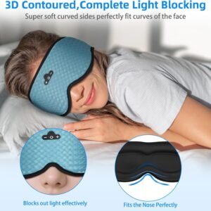 3D Sleep Mask with Bluetooth Headphones, Sleeping Headphones for Side Sleepers, Zero Eye Pressure, Adjustable Sleep Eye Mask, Ultra-Thin Stereo Speakers Perfect for Sleeping-Peacock Blue