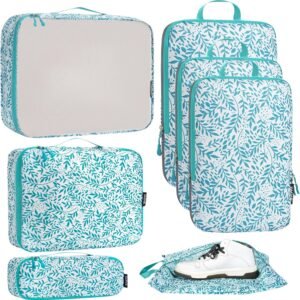 Bagail Ultralight Compression Cubes 7 Set – 3 Packing Cubes, 3 Organizers, and 1 Shoe Bag