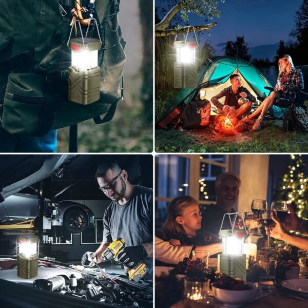 LETMY 4 Pack Camping Lantern, Rechargeable LED Lanterns, Solar Lantern Battery Powered Hurricane Lanterns Flashlight with 3 Powered Ways & USB Cable for Emergency, Power Outage, Hurricane Supplies - Image 6