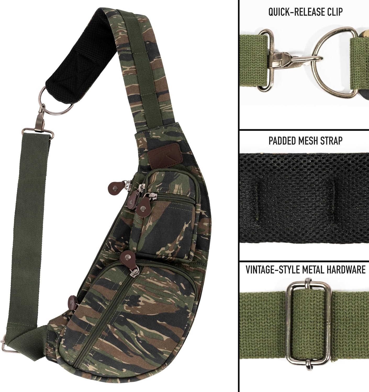 Rothco Vintage Canvas Crossbody Sling Bag – Compact Travel Shoulder Backpack 2L Storage - Image 4