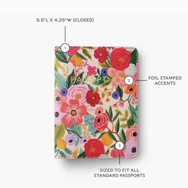 RIFLE PAPER CO. Garden Party Passport Holder, Travel Essentials for Women, Card and Passport Anti Theft Wallet, Sized to Fit All Standard Passports, 5.5" L x 4.25" W (Closed) - Image 2