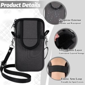 Phone Sock, Waterproof Neoprene Phones Pouch with Arm Loop/Strap, Shock & Impact Resistant Bag for Smartphone, Universal Phone Sleeve Case fit to 7″ for Travel Hiking, Gift for Men Women, Gray