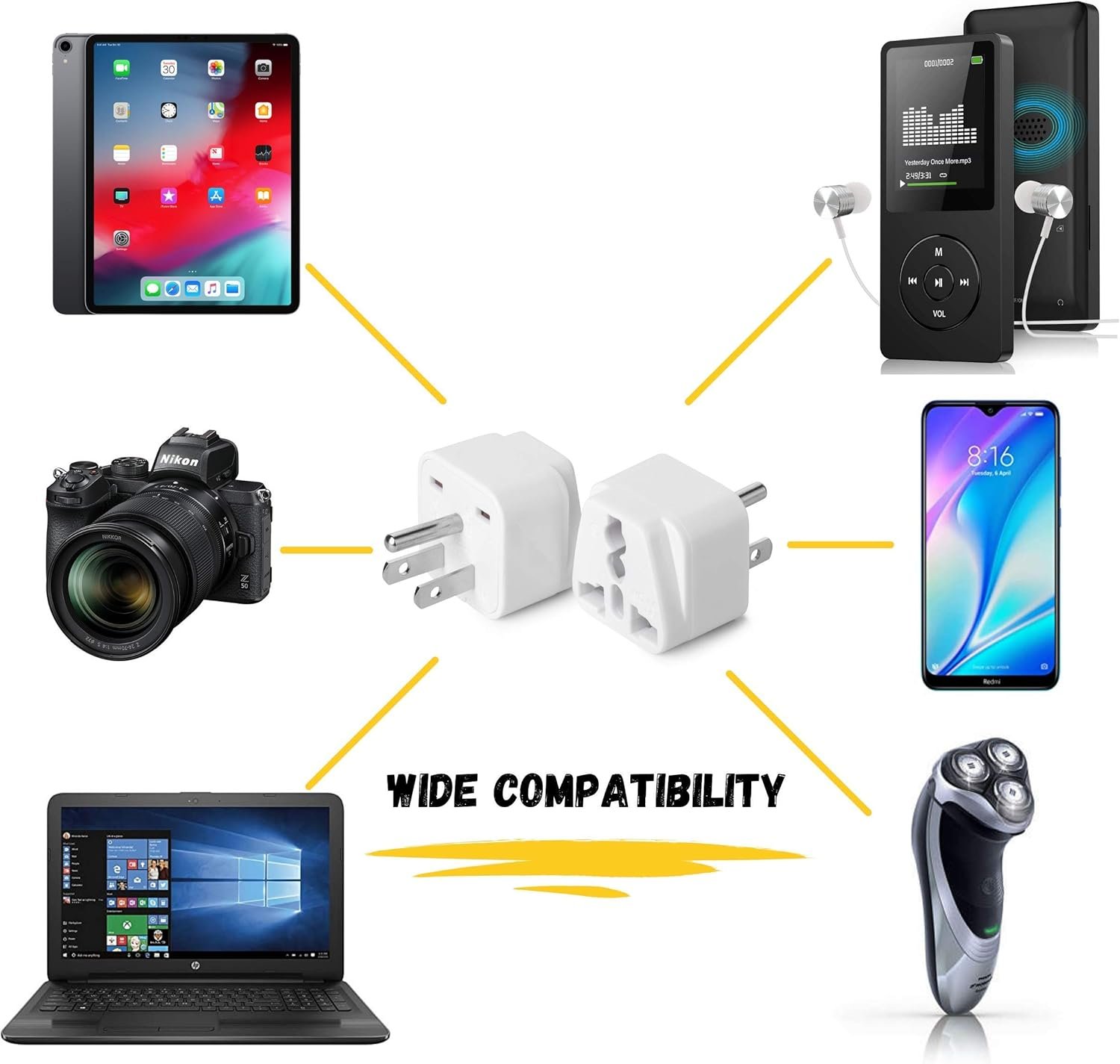 Bates- US Plug Adapter, 2 pc, Travel Adapter, Europe to US Plug Adapter, US Adapter, Electrical Adapters, Converter Plug - Image 6