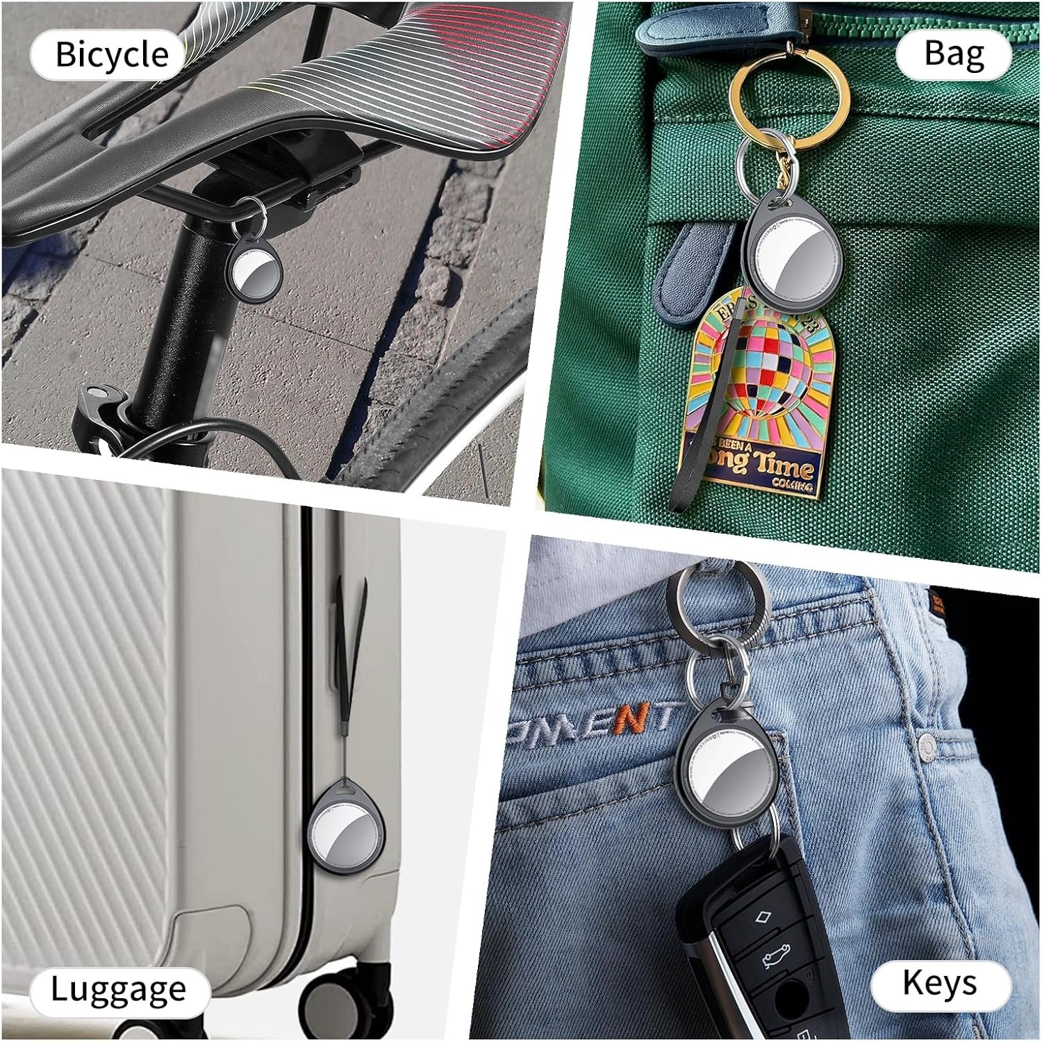 Air Tracker Tags-4 Pack, 5.3 Bluetooth Tracker Work with Apple Find My (iOS Only), 100dB Sound, Smart Tag with Keychain/Lanyard, Item Finder for Luggage/Key/Suitcase, Replaceable Battery, Black. - Image 8