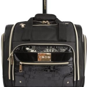 BEBE Danielle-Wheeled Under The Seat Carry On Bag, Croc Black, ONE Size