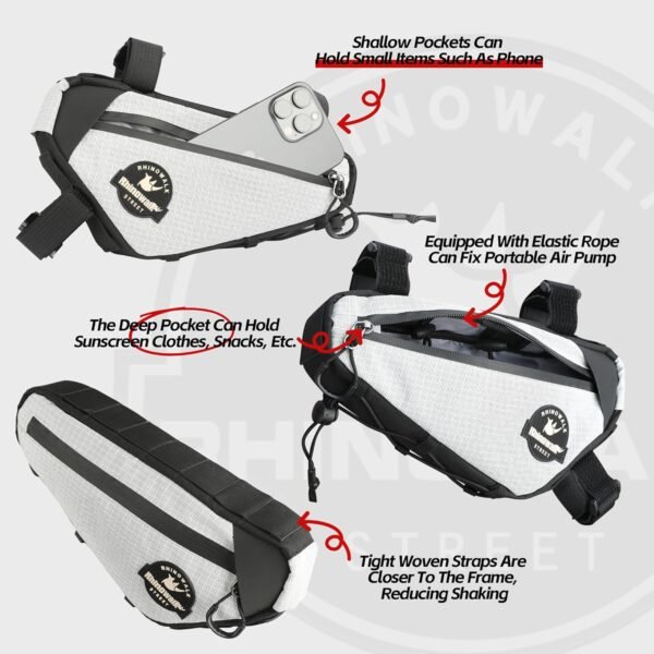 Rhinowalk Bike Frame Bag Under Top Tube Bag Bicycle Triangle Bag with Side Pockets Storage Pouch for Road Mountain Bike - Image 3