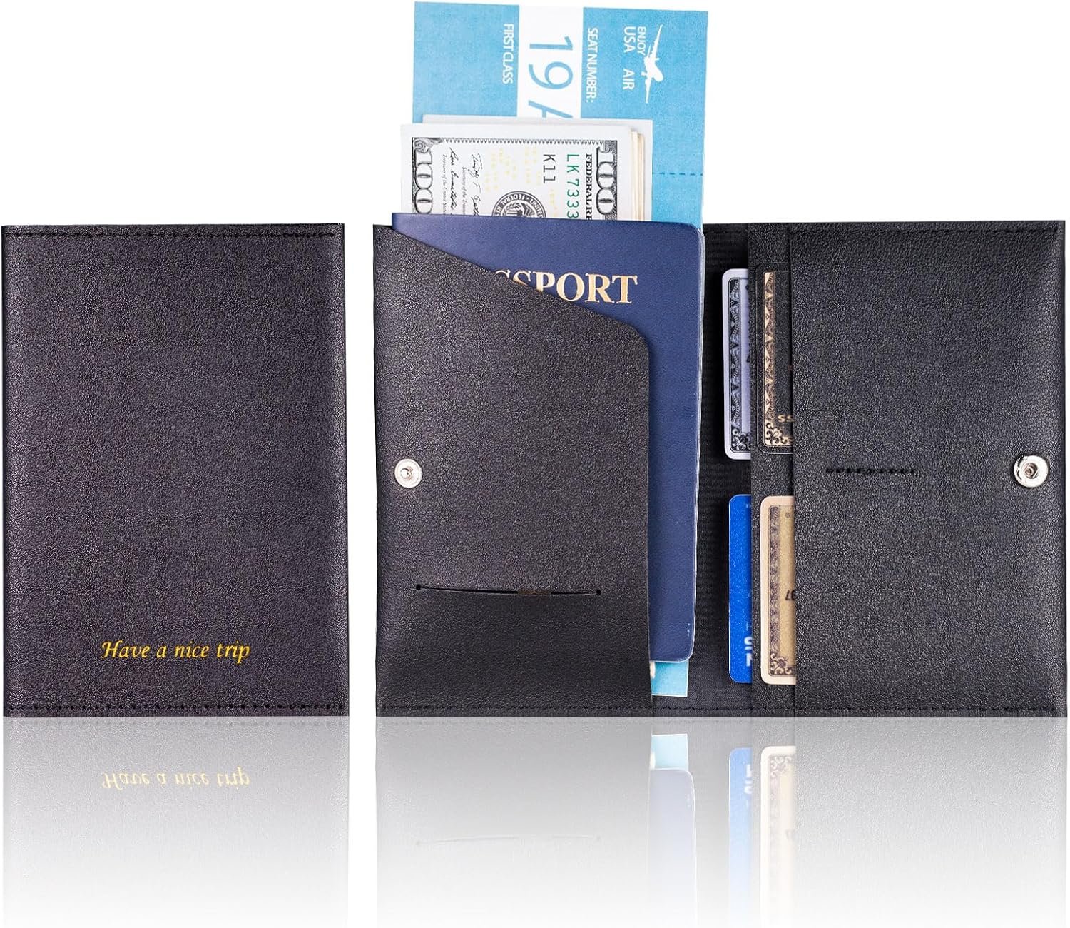 Passport Holder for Travel Passport Wallet Cover Case for Women, Travel Wallet Essentials for Men and Family Pink &Black - Image 2