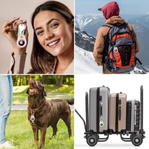 for AirTag Holder 4 Pack – Keychains Case Waterproof Replacement for Apple AirTag, Dog Collar, Luggage, Backpack, Durable, Lightweight, and Secure(Bluish/Pinkish/Greenish/Purpleish)
