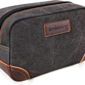 emissary Toiletry Bag for Men, Canvas Travel Toiletry Bag Men’s Dopp Kit, Water-resistant Bathroom Bag Mens Shaving Kit, Travel Kit Small Bags, Shaving Bag, Toiletry Bags