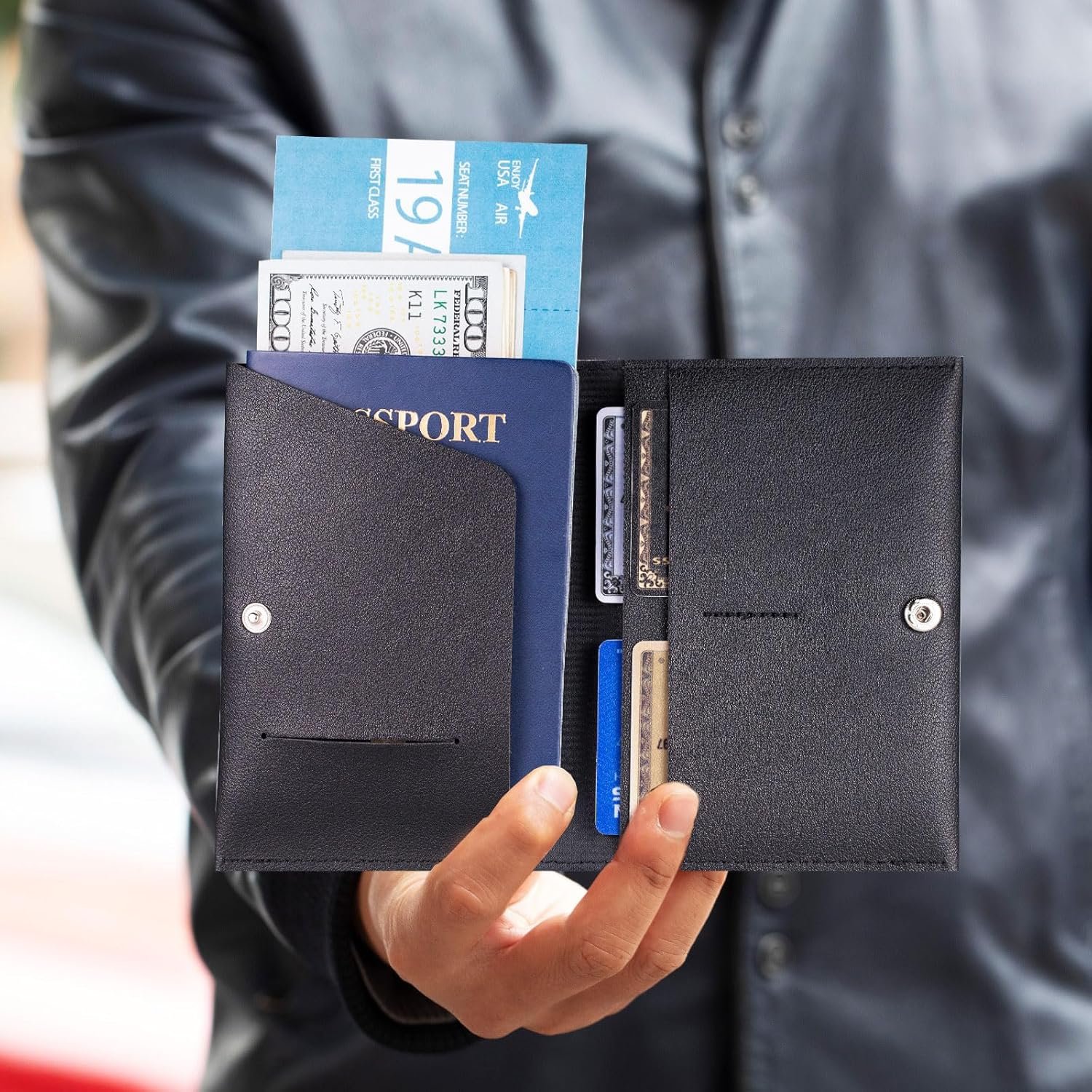 Passport Holder for Travel Passport Wallet Cover Case for Women, Travel Wallet Essentials for Men and Family Pink &Black - Image 7