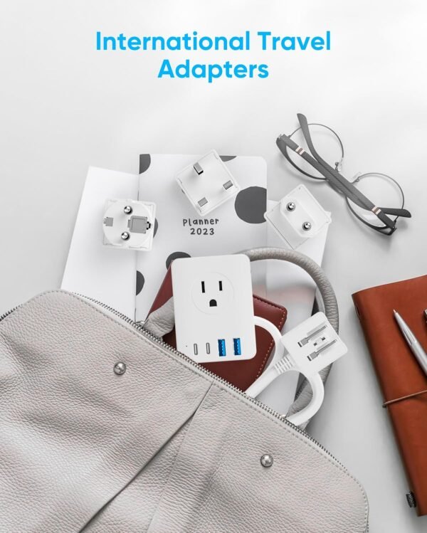 European Travel Plug Adapter, 5ft Detachable Extension Cord with Type C/G/E/F Plug Kit, 4 AC Outlets, 4 USB Ports (2 USB C), UK Germay France Greece Travel Plug Adapter - Image 5