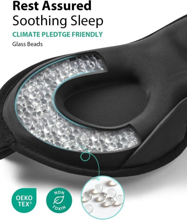 MABAO Weighted Eye Mask for Sleeping, Blackout 3D Contoured Sleep Mask with Adjustable Strap for Women Men, Memory Foam, Gentle Pressure Relief Comfort Eye Cover Blindfold for Insomnia & Travel -Black - Image 6