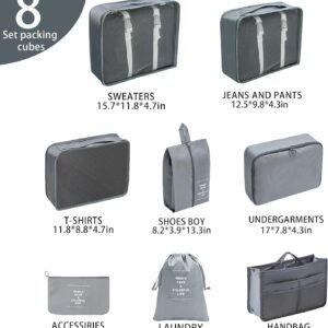 Travel Accessory Organizer, 8 Set Packing Cubes for Suitcases, Convenient Travel Packing Organizer