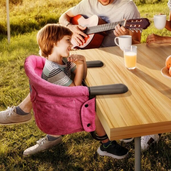 Hook On High Chair - Portable & Foldable for Babies 6-36 Months, Family & Travel Use with Carry Bag(Rose Red) - Image 8