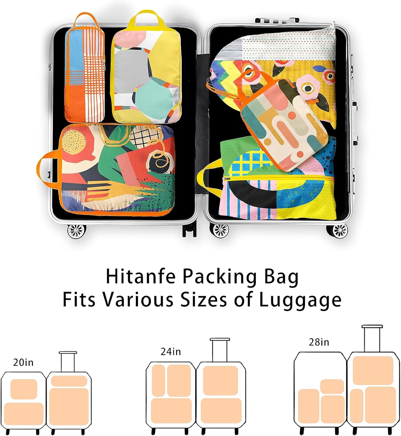 6 Pcs Compression Packing Cubes for Travel, Waterproof Luggage Organizer Washable Storage Bags Set - Packaging Cubes for Backpack Travel Perfect for Carry-Ons and Storage - Image 5