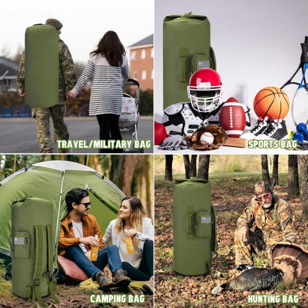 MOZETO Military Duffle Bag, 110L Extra Large Sea Bag with Backpack Straps Heavy Duty Army Duffle Bag for Camp, College Dorm or Laundry Bag - Image 6