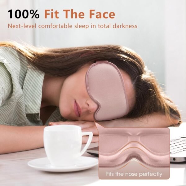 Sleep Mask for Side Sleeper Women Men, Eye Mask for Sleeping Light Blocking, 3D Contoured Cup Sleeping Mask, Soft Breathable Sleep Eye Mask with Adjustable Elastic Strap for Travel - Image 5