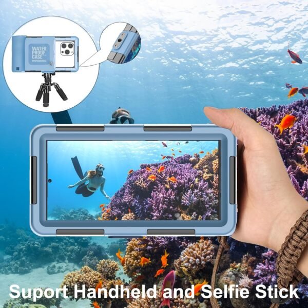 Underwater Snorkeling Diving Phone Case, Waterproof Phone Case for iPhone 16/15/14/13/12/11Pro Max/XR/XS for Samsung Galaxy S24/S23/S22/S21,Universal Scuba Underwater Photo Video Housing(Blue) - Image 3