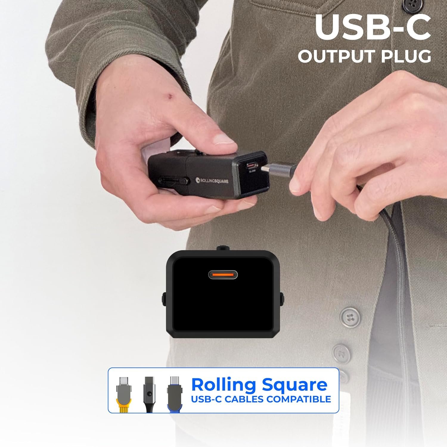 Rolling Square Portable Pocket Travel Adapter I Universal USB-C Charger for 200+ Countries I US, EU, UK, AU Plug 30W Fast Charging for Smartphones, Tablets & More I Compact & Lightweight I Black - Image 6