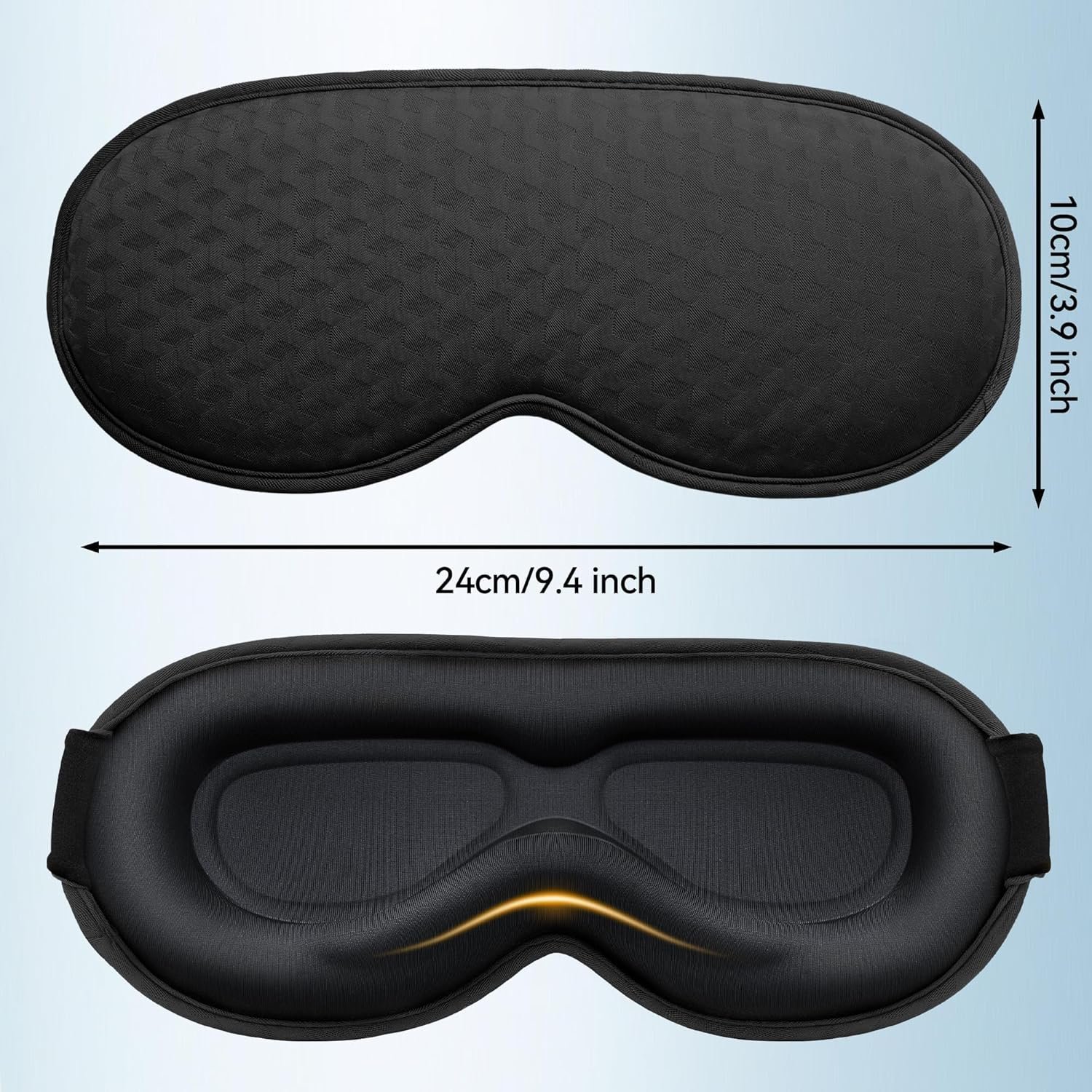 Blackout Sleep Mask: Weighted Eye mask for Deep Sleep - 3D Contoured Zero Pressure and Eyelash Free - Airplane Travel Nap Night Sleep Eye Cover - Adjustable Ear-Friendly Breathable Comfortable Black - Image 7