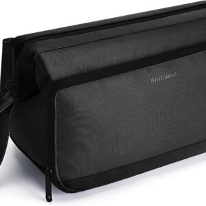 BAGSMART Toiletry Bag for Men, Wide Opening Dopp Kit Water Resistant Shaving Hygiene Organizer for Bathroom, Travel Essentials, Black