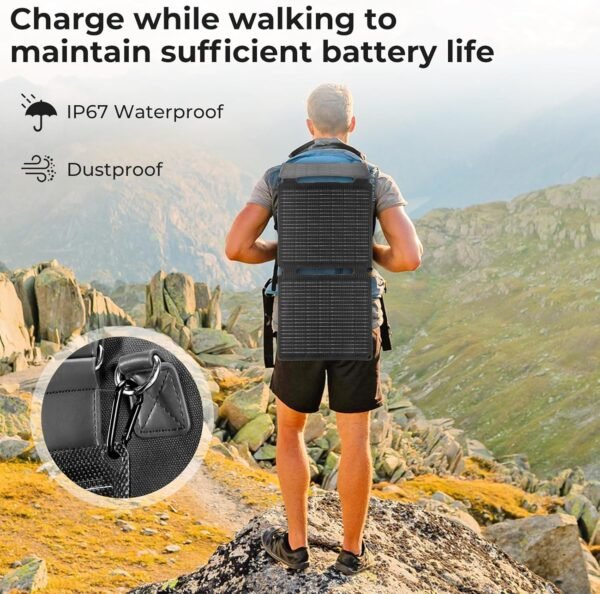 35W Portable Solar Panel Charger QC3.0 USB C Solar Panel Waterproof Dustproof 12v Solar Battery Charger - Image 6