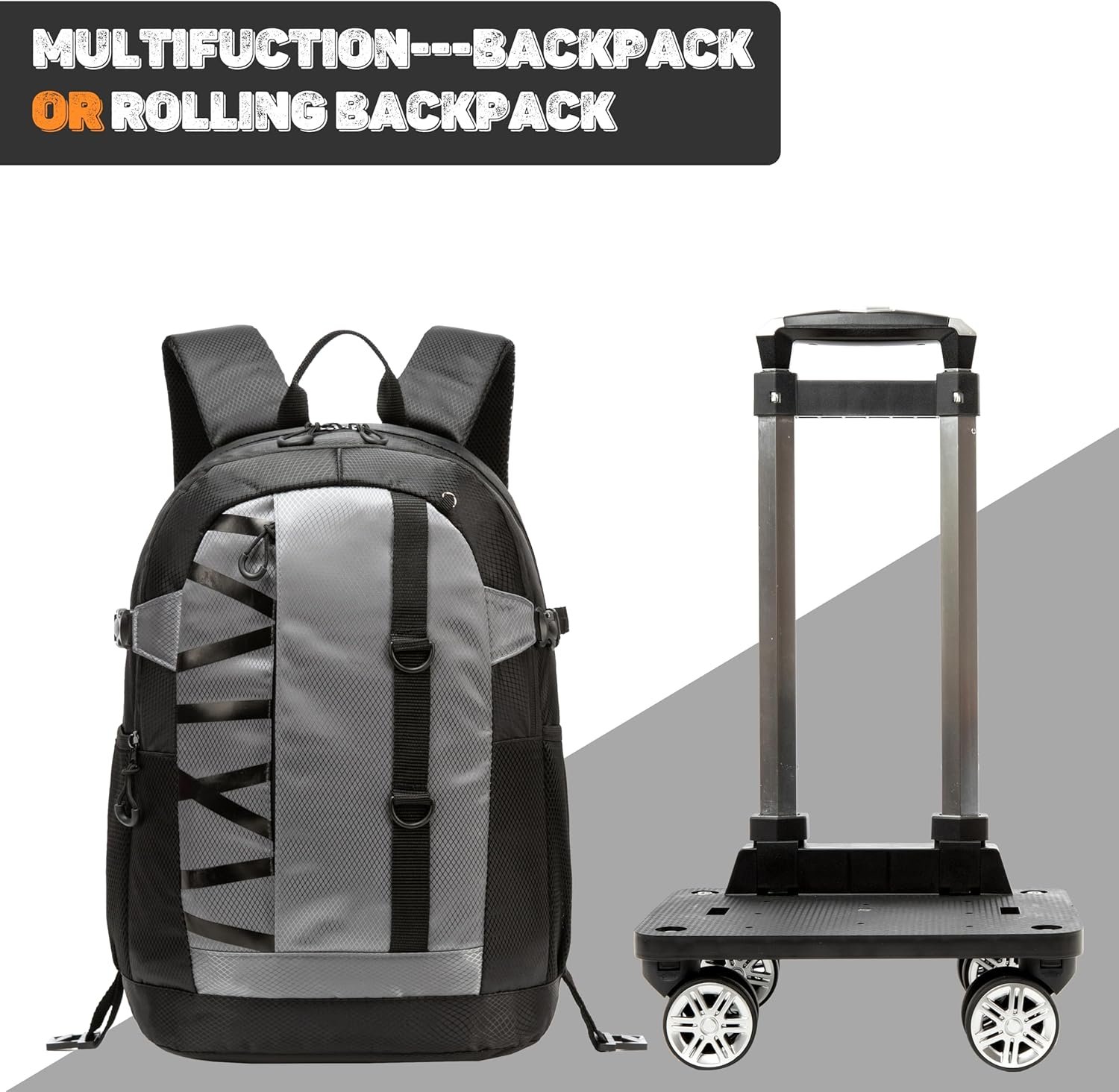Rolling Backpack with Wheels for Boys Roller Wheels Backpacks Big Kids Laptop Luggage Travel Suitcase for Teen Boys - Image 3