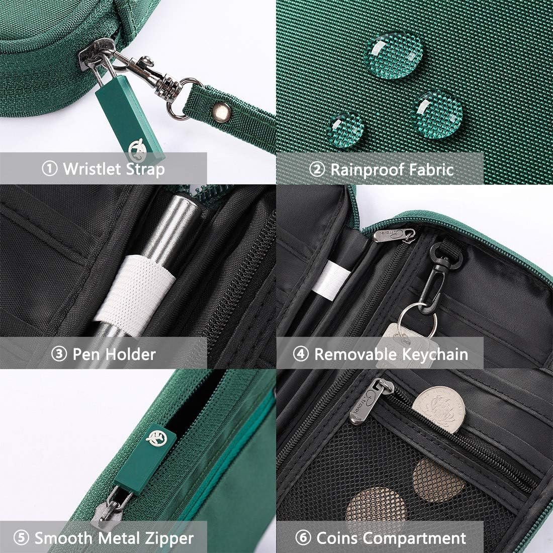 VanFn RFID Travel Passport Wallet, Family Passport Holder, Trip Document Organizer P.Travel Series (Nylon - Green) - Image 5