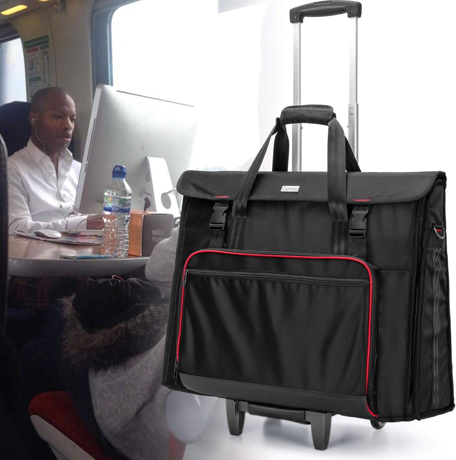 CURMIO Rolling Carrying Bag with Wheels Compatible for Apple iMac 27 inch Desktop Computer, Detachable Trolley Storage Case Compatible with iMac 27” Monitors and Accessories, Black (Patent Pending) - Image 7