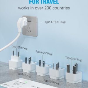 220V to 110V Voltage Converter US to Europe, 2000W Max International Power Converter with 4 USB Charging, Power Converter for European with Travel Plug Adapter